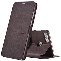 Custodia Portafoglio In Pelle Cover con Supporto per Huawei Y9 (2018) Marrone