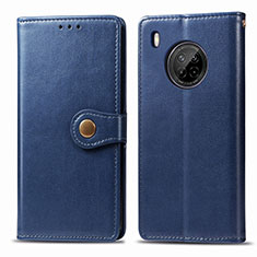 Custodia Portafoglio In Pelle Cover con Supporto per Huawei Y9a Blu