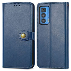 Custodia Portafoglio In Pelle Cover con Supporto per Motorola Moto Edge 20 Pro 5G Blu