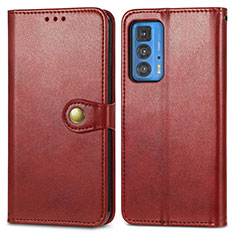 Custodia Portafoglio In Pelle Cover con Supporto per Motorola Moto Edge 20 Pro 5G Rosso