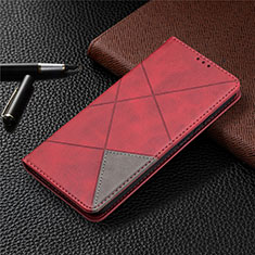 Custodia Portafoglio In Pelle Cover con Supporto per Nokia 3.4 Rosso