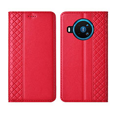 Custodia Portafoglio In Pelle Cover con Supporto per Nokia 8.3 5G Rosso