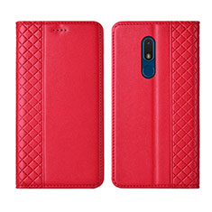 Custodia Portafoglio In Pelle Cover con Supporto per Nokia C3 Rosso