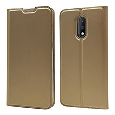 Custodia Portafoglio In Pelle Cover con Supporto per OnePlus 7 Oro