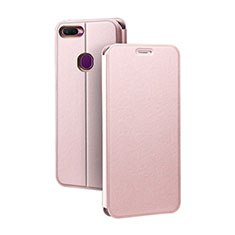 Custodia Portafoglio In Pelle Cover con Supporto per Oppo A7 Oro Rosa