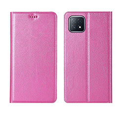 Custodia Portafoglio In Pelle Cover con Supporto per Oppo A73 5G Rosa