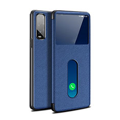 Custodia Portafoglio In Pelle Cover con Supporto per Oppo Find X2 Blu