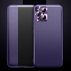 Custodia Portafoglio In Pelle Cover con Supporto per Oppo Find X3 5G Viola