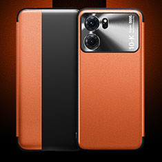 Custodia Portafoglio In Pelle Cover con Supporto per Oppo K10 5G Arancione