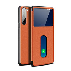 Custodia Portafoglio In Pelle Cover con Supporto per Oppo K7 5G Arancione