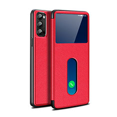 Custodia Portafoglio In Pelle Cover con Supporto per Oppo Reno4 Pro 5G Rosso