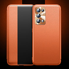 Custodia Portafoglio In Pelle Cover con Supporto per Oppo Reno6 Pro 5G Arancione