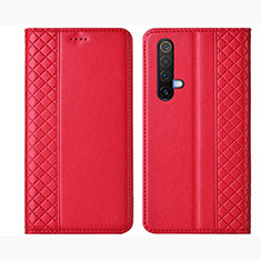 Custodia Portafoglio In Pelle Cover con Supporto per Realme X50 5G Rosso