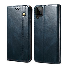 Custodia Portafoglio In Pelle Cover con Supporto per Samsung Galaxy A12 Blu