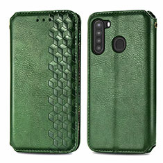 Custodia Portafoglio In Pelle Cover con Supporto per Samsung Galaxy A21 Verde