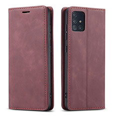 Custodia Portafoglio In Pelle Cover con Supporto per Samsung Galaxy A71 4G A715 Rosso Rosa