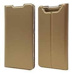 Custodia Portafoglio In Pelle Cover con Supporto per Samsung Galaxy A80 Oro