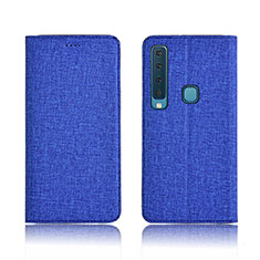 Custodia Portafoglio In Pelle Cover con Supporto per Samsung Galaxy A9 (2018) A920 Blu