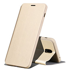 Custodia Portafoglio In Pelle Cover con Supporto per Samsung Galaxy C8 C710F Oro