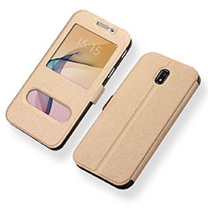 Custodia Portafoglio In Pelle Cover con Supporto per Samsung Galaxy J5 (2017) Duos J530F Oro