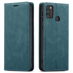 Custodia Portafoglio In Pelle Cover con Supporto per Samsung Galaxy M21 Blu