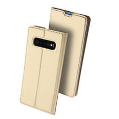 Custodia Portafoglio In Pelle Cover con Supporto per Samsung Galaxy S10 Plus Oro