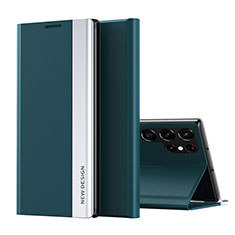 Custodia Portafoglio In Pelle Cover con Supporto per Samsung Galaxy S22 Ultra 5G Verde