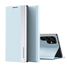 Custodia Portafoglio In Pelle Cover con Supporto per Samsung Galaxy S24 Ultra 5G Azzurro