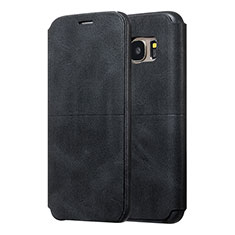 Custodia Portafoglio In Pelle Cover con Supporto per Samsung Galaxy S7 Edge G935F Nero