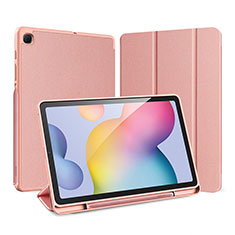 Custodia Portafoglio In Pelle Cover con Supporto per Samsung Galaxy Tab S6 Lite 10.4 SM-P610 Oro Rosa
