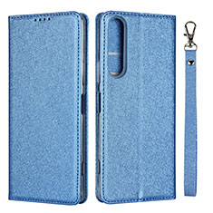 Custodia Portafoglio In Pelle Cover con Supporto per Sony Xperia 1 II Cielo Blu