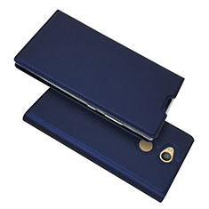 Custodia Portafoglio In Pelle Cover con Supporto per Sony Xperia L2 Blu