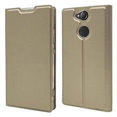 Custodia Portafoglio In Pelle Cover con Supporto per Sony Xperia XA2 Ultra Oro