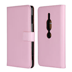 Custodia Portafoglio In Pelle Cover con Supporto per Sony Xperia XZ2 Premium Rosa