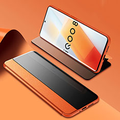 Custodia Portafoglio In Pelle Cover con Supporto per Vivo iQOO 8 5G Arancione