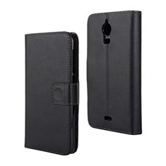 Custodia Portafoglio In Pelle Cover con Supporto per Wiko Wax Nero