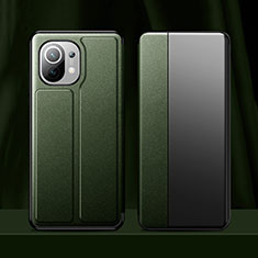 Custodia Portafoglio In Pelle Cover con Supporto per Xiaomi Mi 11 Lite 4G Verde