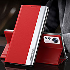 Custodia Portafoglio In Pelle Cover con Supporto per Xiaomi Mi 12 5G Rosso