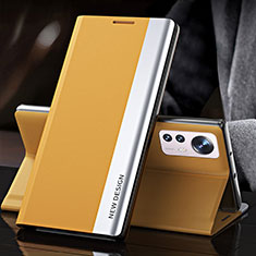 Custodia Portafoglio In Pelle Cover con Supporto per Xiaomi Mi 12 Pro 5G Giallo