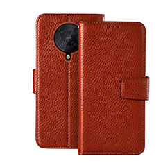 Custodia Portafoglio In Pelle Cover con Supporto per Xiaomi Redmi K30 Pro Zoom Marrone