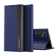 Custodia Portafoglio In Pelle Cover con Supporto Q01H per Samsung Galaxy M52 5G Blu