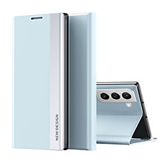 Custodia Portafoglio In Pelle Cover con Supporto Q01H per Samsung Galaxy S21 Plus 5G Azzurro