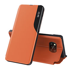 Custodia Portafoglio In Pelle Cover con Supporto Q01H per Xiaomi Poco X3 NFC Arancione