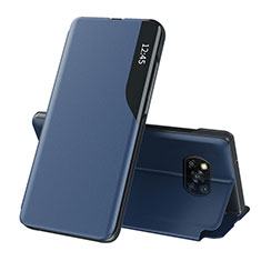 Custodia Portafoglio In Pelle Cover con Supporto Q01H per Xiaomi Poco X3 Pro Blu