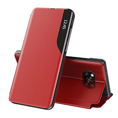 Custodia Portafoglio In Pelle Cover con Supporto Q01H per Xiaomi Poco X3 Rosso