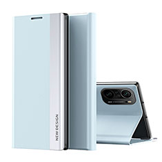 Custodia Portafoglio In Pelle Cover con Supporto Q01H per Xiaomi Redmi K40 Pro 5G Cielo Blu