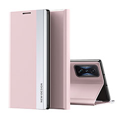 Custodia Portafoglio In Pelle Cover con Supporto Q01H per Xiaomi Redmi K50 Gaming AMG F1 5G Oro Rosa