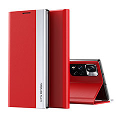 Custodia Portafoglio In Pelle Cover con Supporto Q01H per Xiaomi Redmi Note 11 Pro+ Plus 5G Rosso
