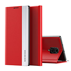 Custodia Portafoglio In Pelle Cover con Supporto Q01H per Xiaomi Redmi Note 9 Pro Max Rosso