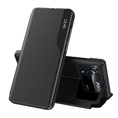 Custodia Portafoglio In Pelle Cover con Supporto Q02H per Xiaomi Poco X4 Pro 5G Nero